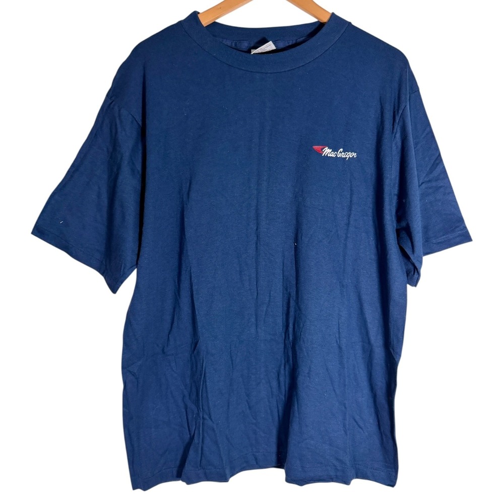 NWT Vintage 90's MacGregor Men's Blank Logo Short Sleeve T Shirt Navy Blue Large